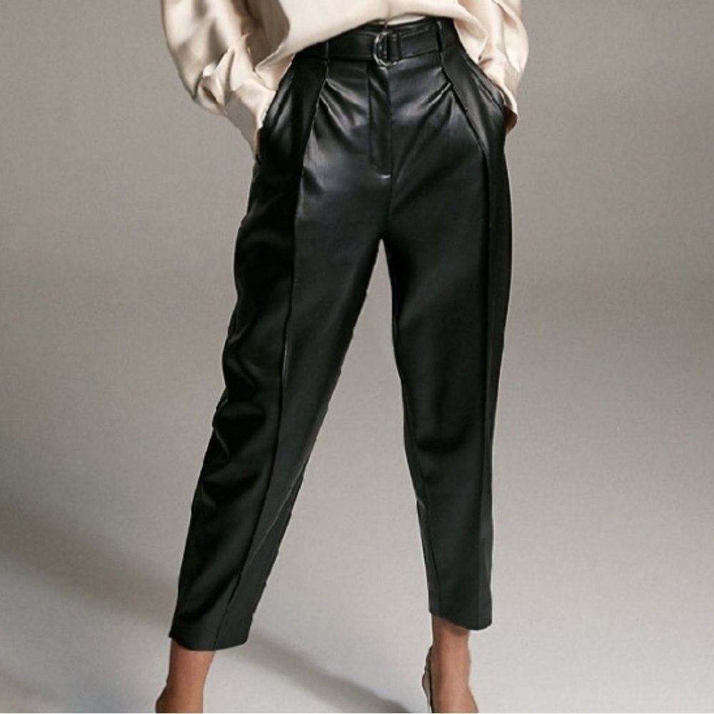 Aritzia Babaton Mayne High Rise Vegan Leather Pleated Pant